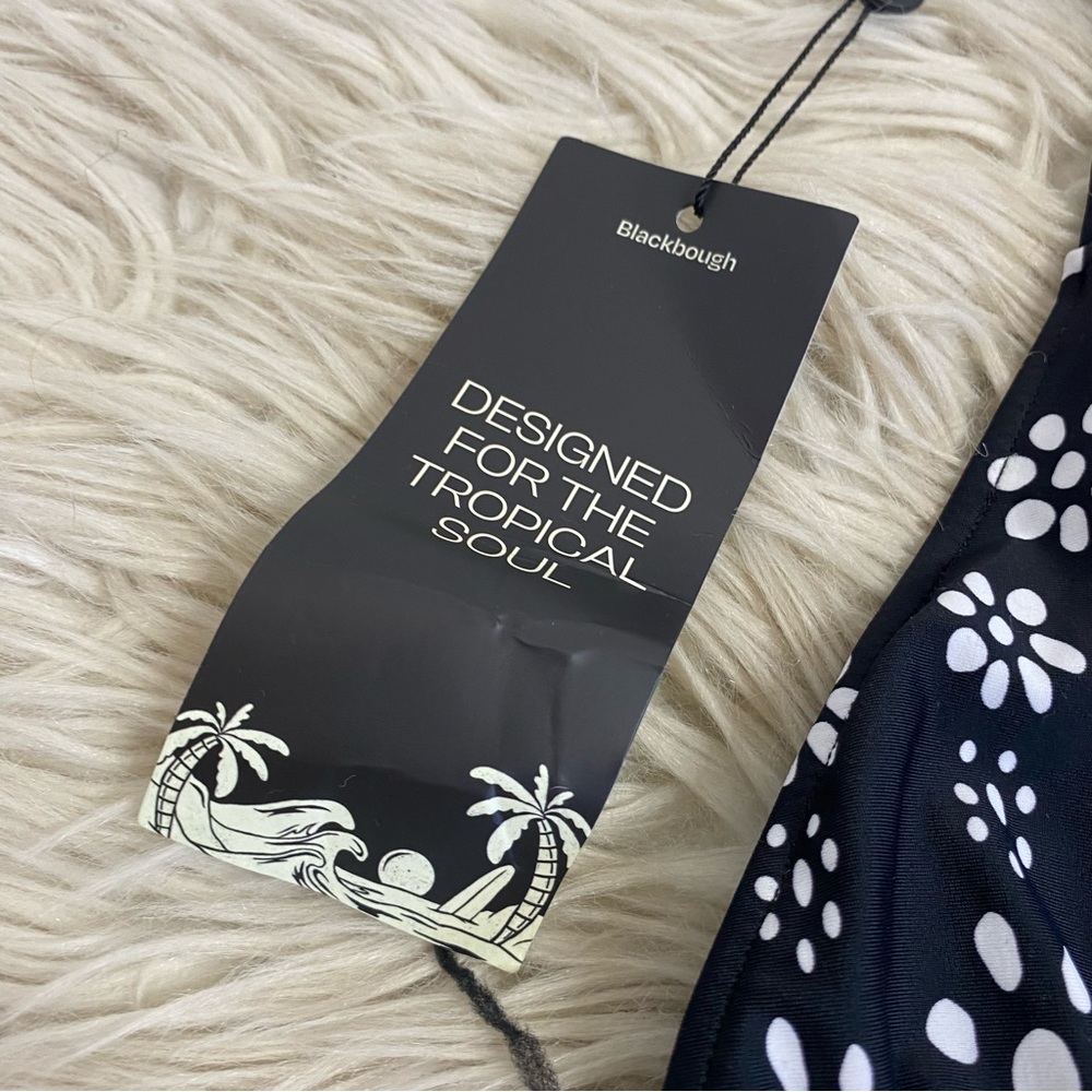 NWT Blackbough Black White Flower Twilly Bikini Swim Top in Moon Bloom Print - Picture 4 of 7
